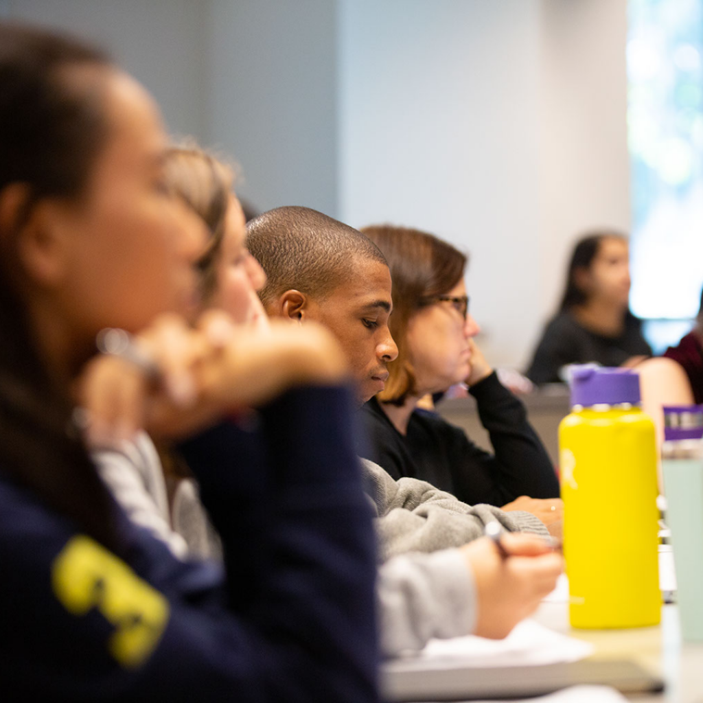 students listening in class